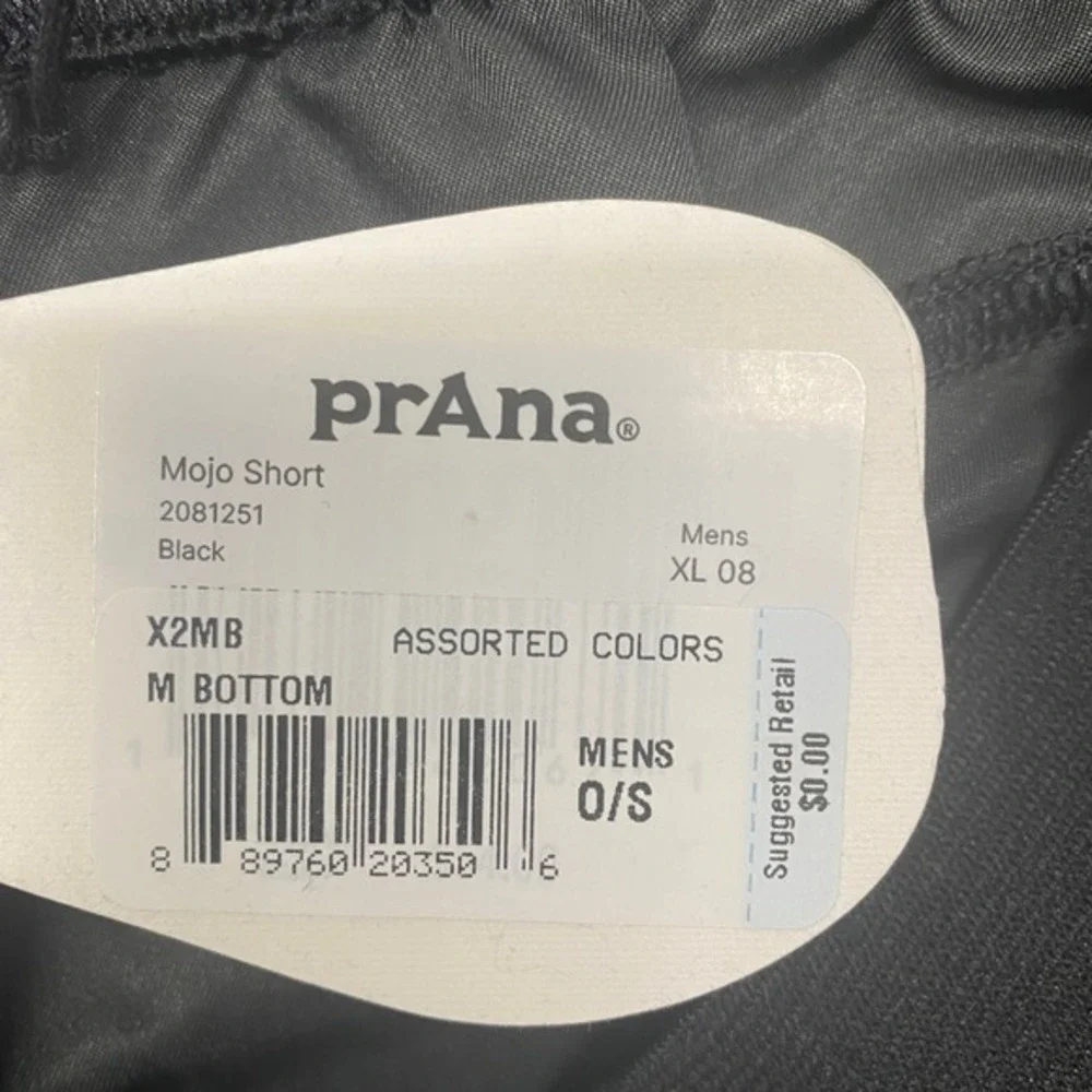 Prana Mens Short XL Black Mojo Polyester Hybrid Swim‎ Trunks Unlined Casual